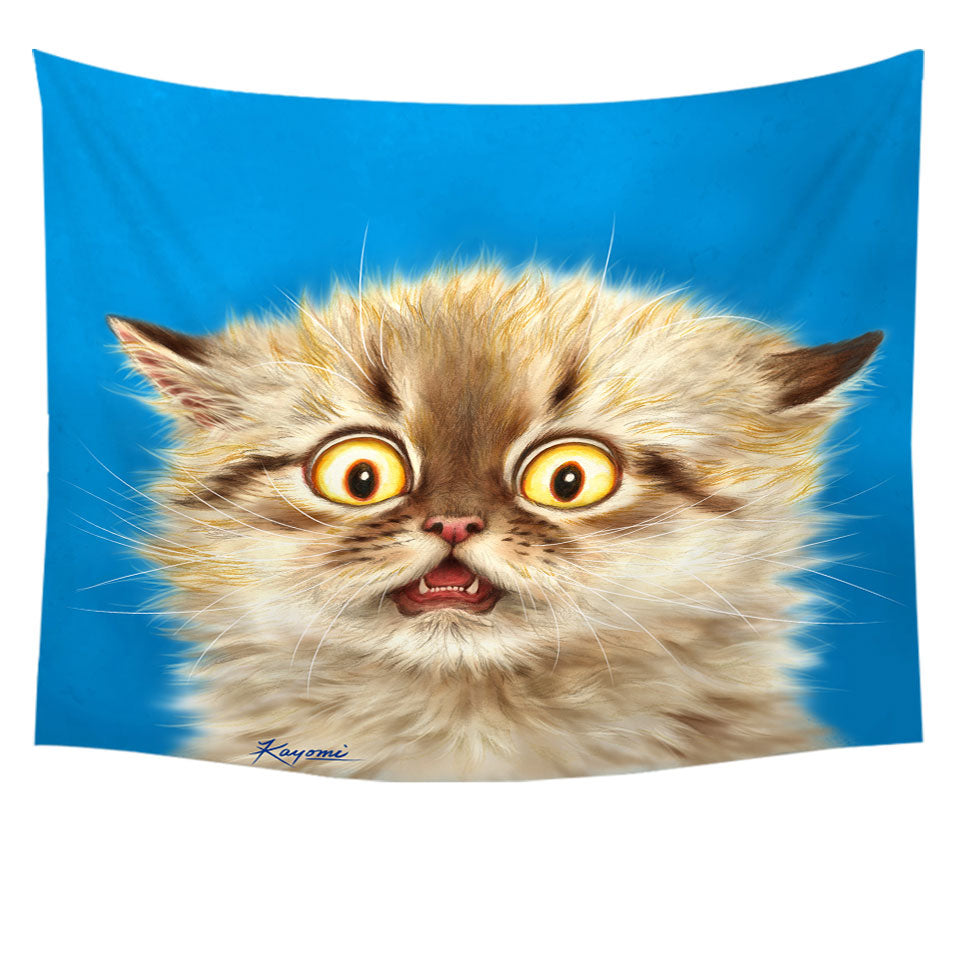 Cute Frightened Kitten Cat Tapestry