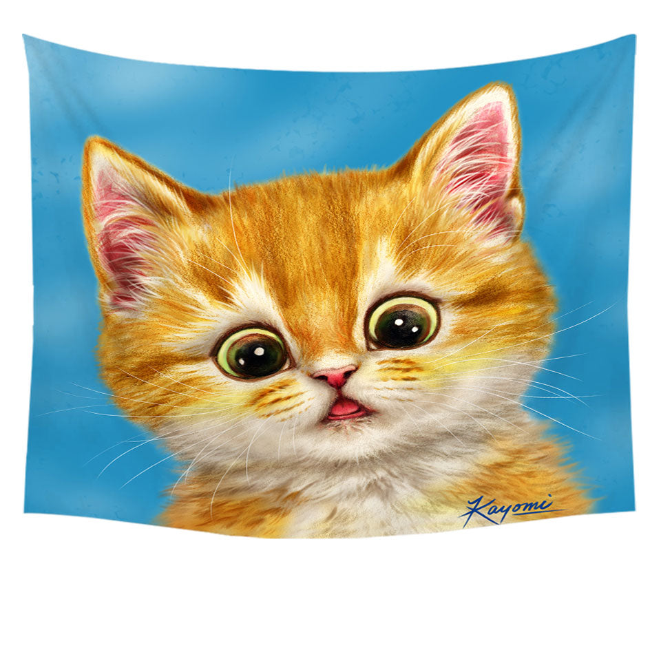 Cute Ginger Cats Designs Surprised Kitten Tapestry