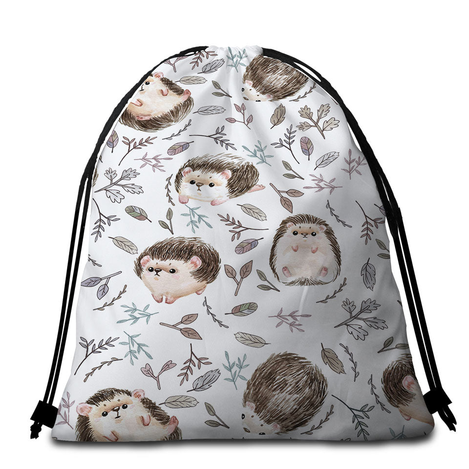 Cute Hedgehog Beach Towel Bags