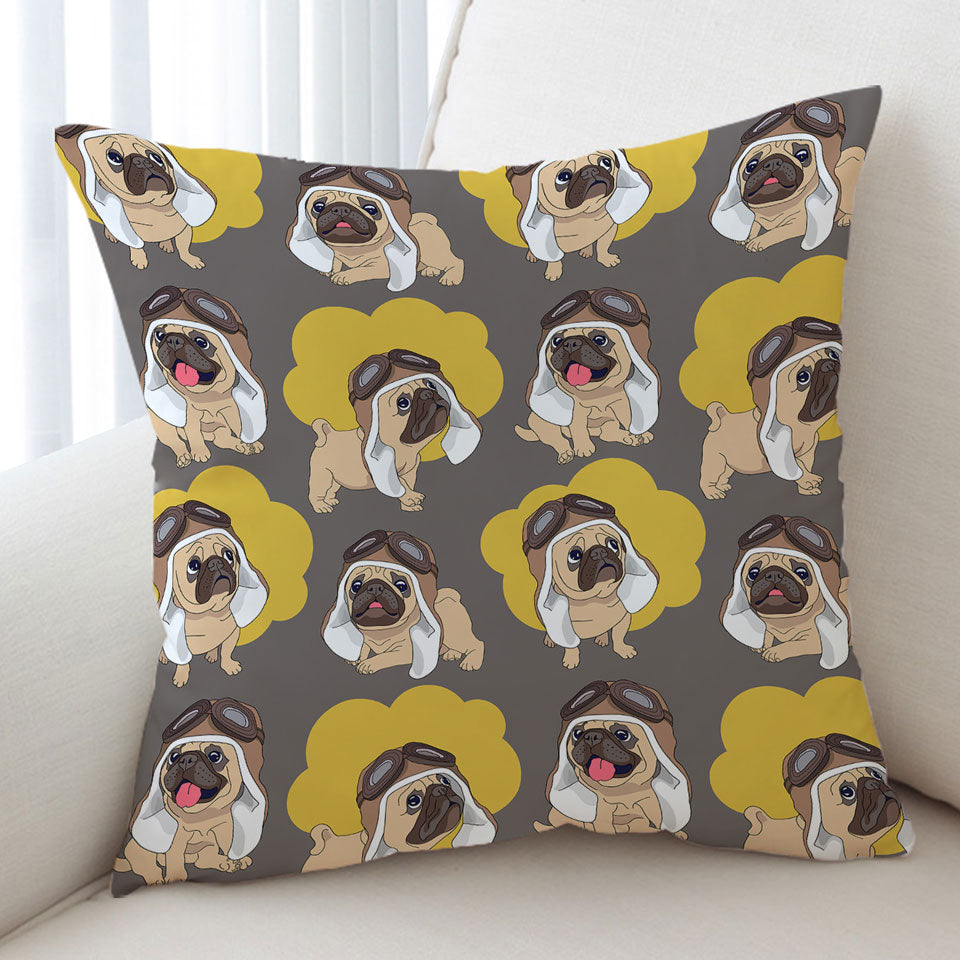 Cute Kids Cushions Pilot Pug