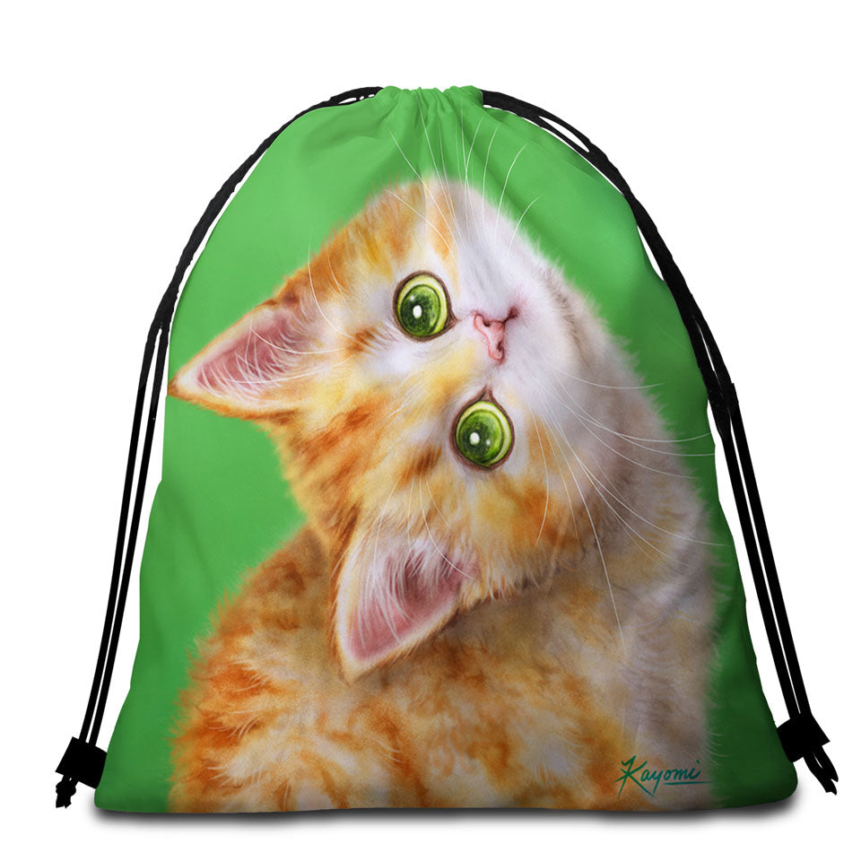 Cute Kittens Beach Bags for Towel Drawings Ginger Tabby Kitty Cat