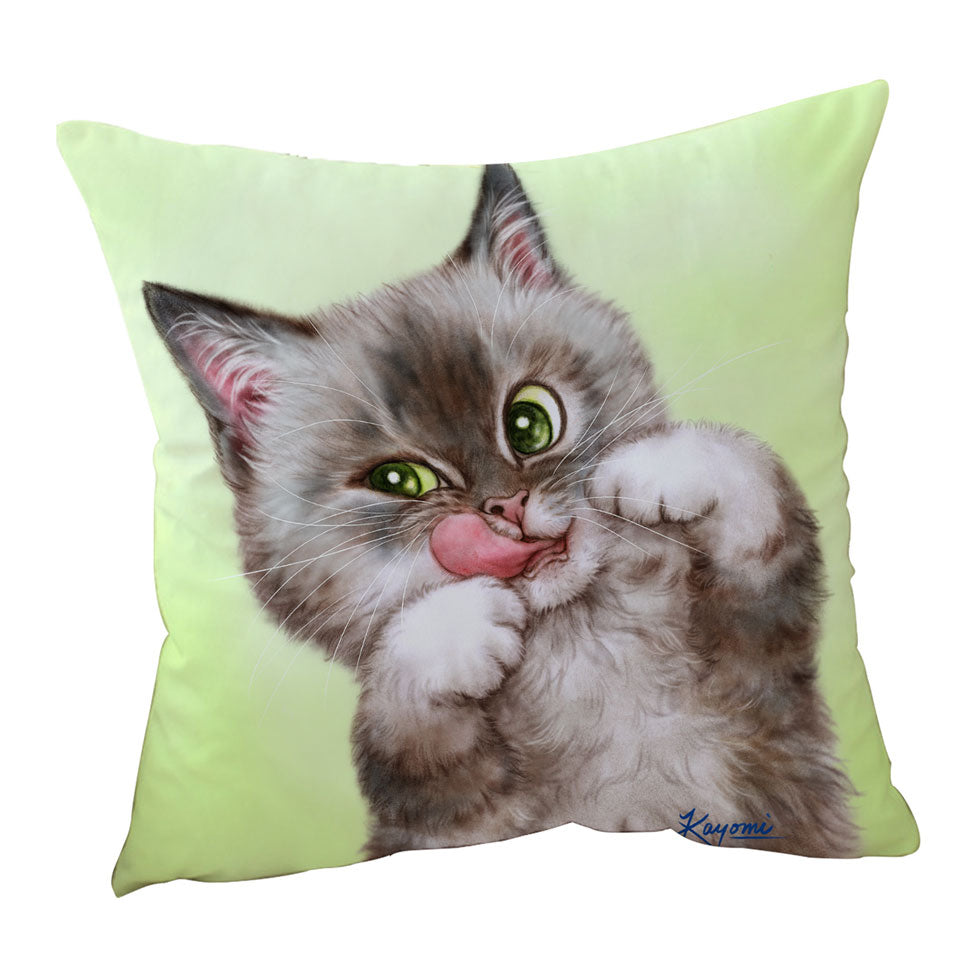 Cute Kittens Cushion Drawings Brownish Tabby Kitty Cat