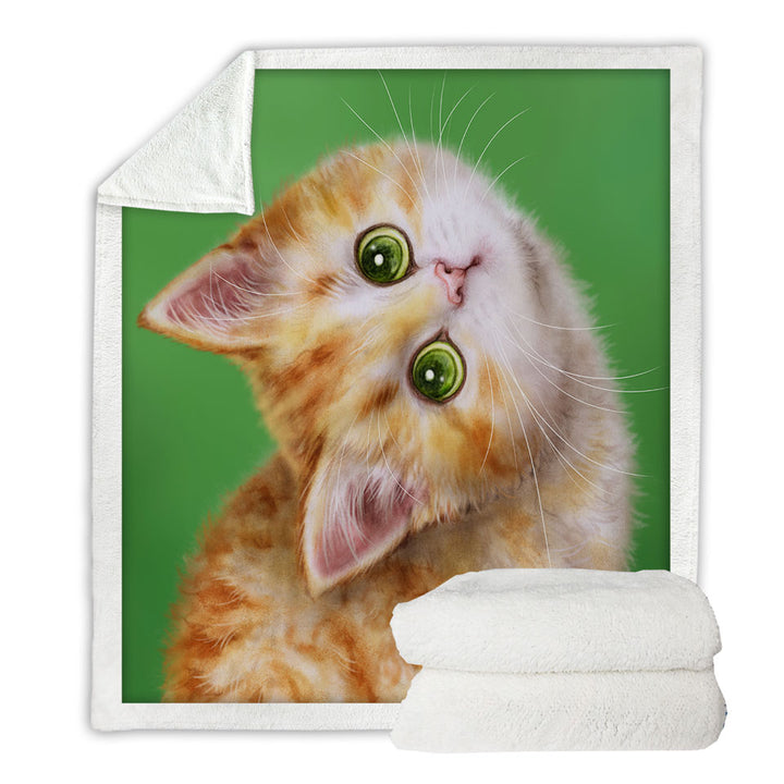 Cute Kittens Sherpa Blanket Drawings Ginger Tabby Kitty Cat