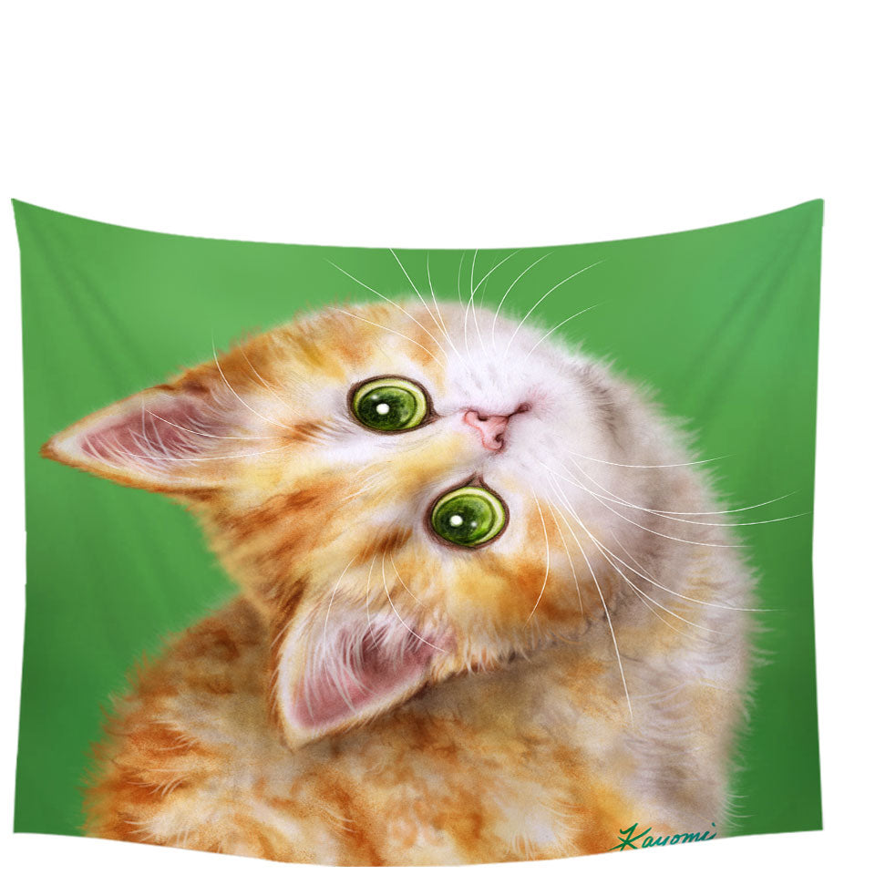 Cute Kittens Tapestry Drawings Ginger Tabby Kitty Cat