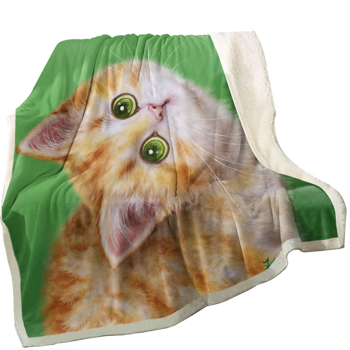 Cute Kittens Throw Blanket Drawings Ginger Tabby Kitty Cat