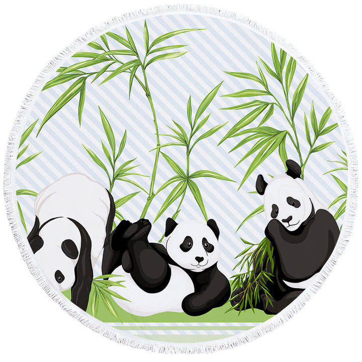 Cute Little Pandas and Bamboo Beach Towels