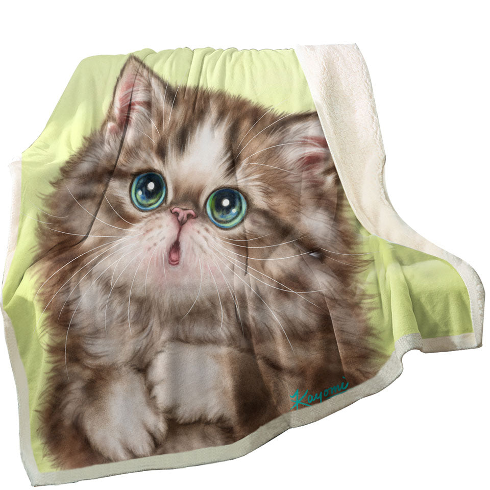 Cute Throw Blankets Kittens Drawings Brown Tabby Kitty Cat