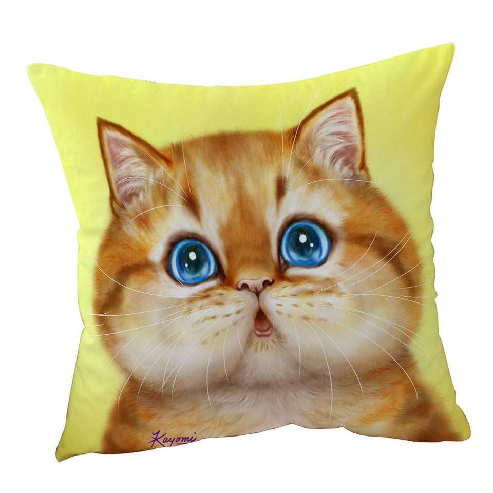 Cute Throw Pillow Covers Painted Cats Chubby Ginger Kitten