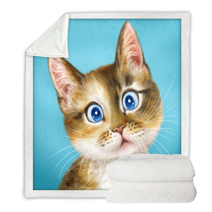 Cute Throws Paintings for Kids Blue Eye Kitty Cat