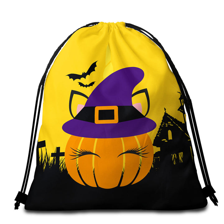 Cute Witch Pumpkin Beach Towel Pack for Halloween