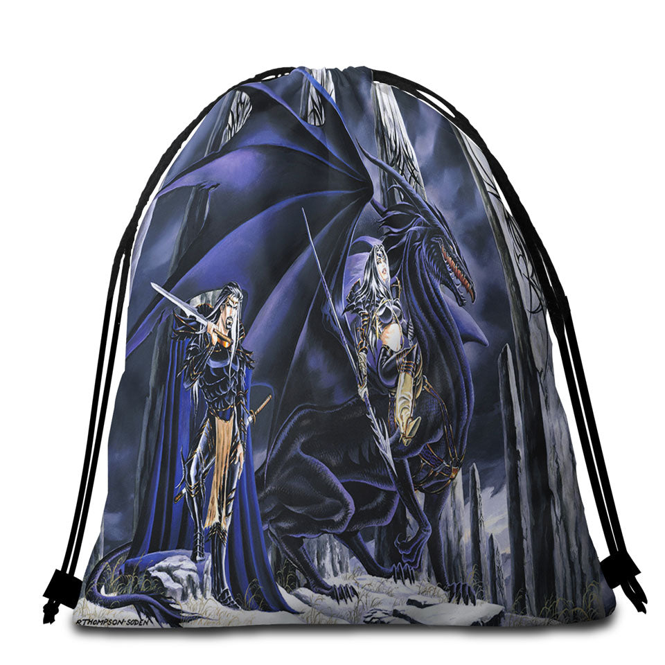 Dark Art Beach Towel Bags Dead of Winter Dragon and Warriors