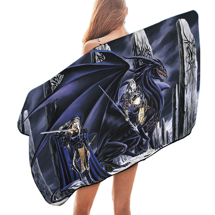 Dark Art Pool Towels Dead of Winter Dragon and Warriors