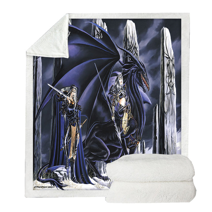 Dark Art Throw Blanket Dead of Winter Dragon and Warriors