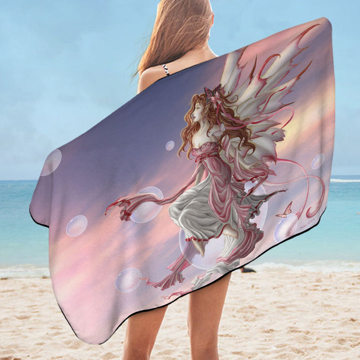 Day Break Fantasy Artwork Sunset Pool Towels Sky Fairy