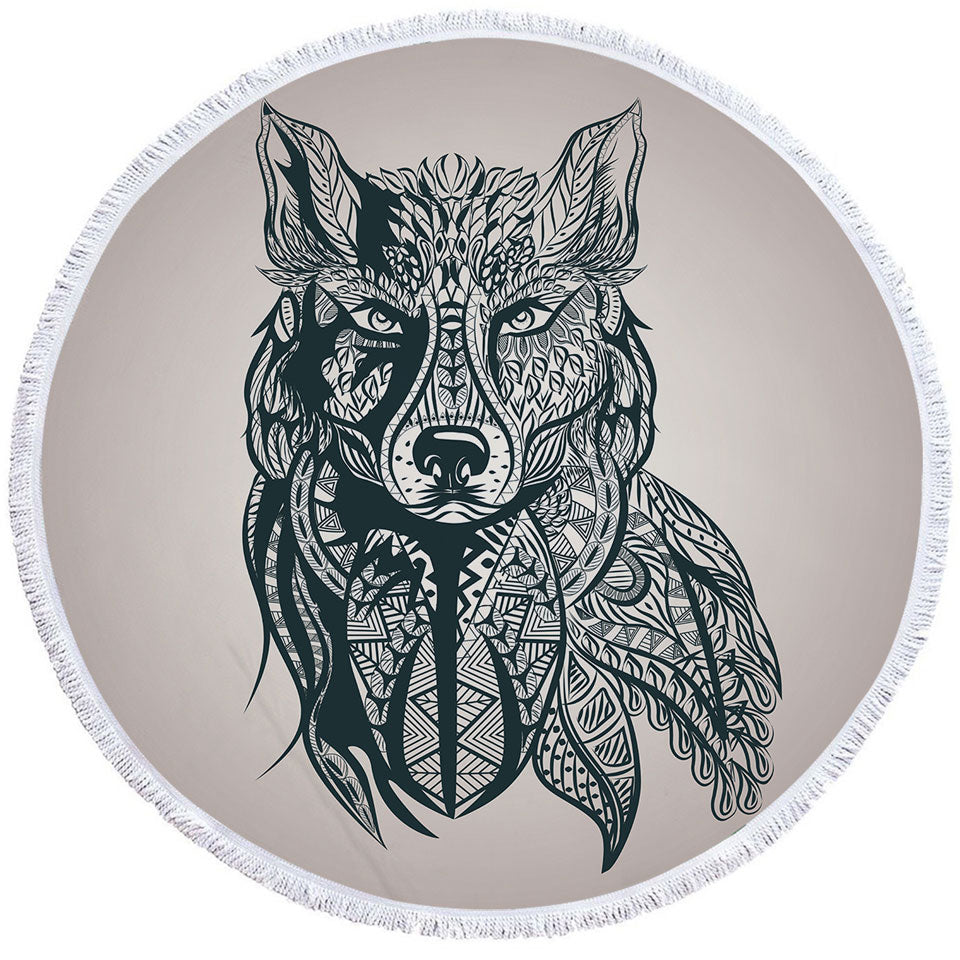 Deep Wolf Round Beach Towel