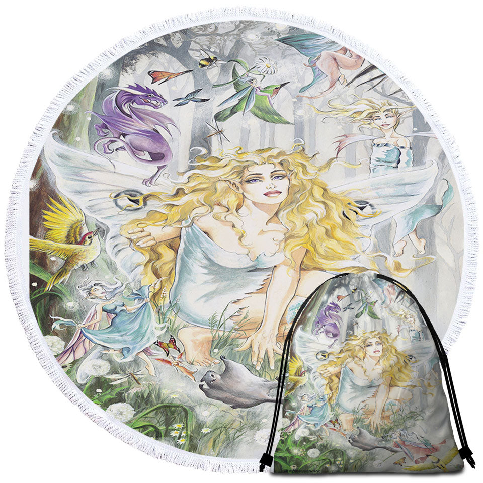 Fairytale Drawings Beach Towels and Bags Set with Aria Fairy and Friends