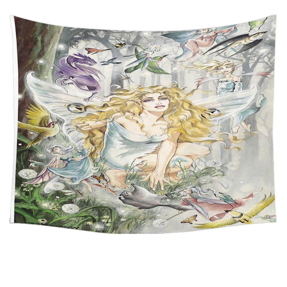 Fairytale Drawings Tapestry with Aria Fairy and Friends