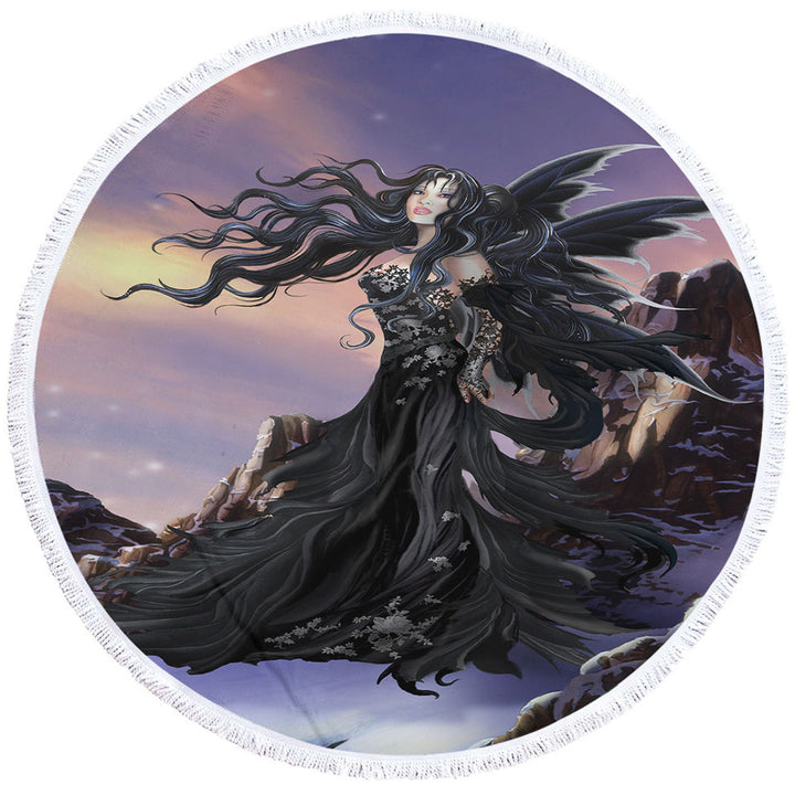 Fantasy Art Aria the Darkness Angel Round Beach Towel