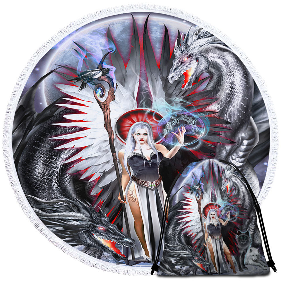 Fantasy Art Beach Towels Gemini Cool Angel and Friends