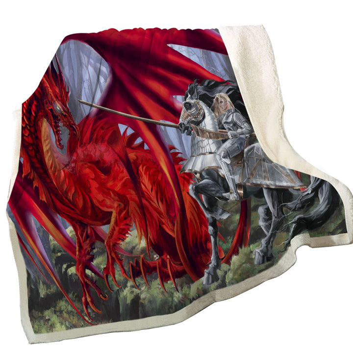 Fantasy Art Blood Lust Knight vs Red Dragon Throws