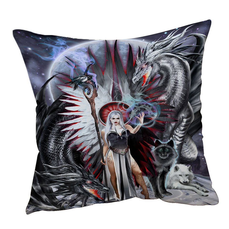 Fantasy Art Throw Pillows Gemini Cool Angel and Friends