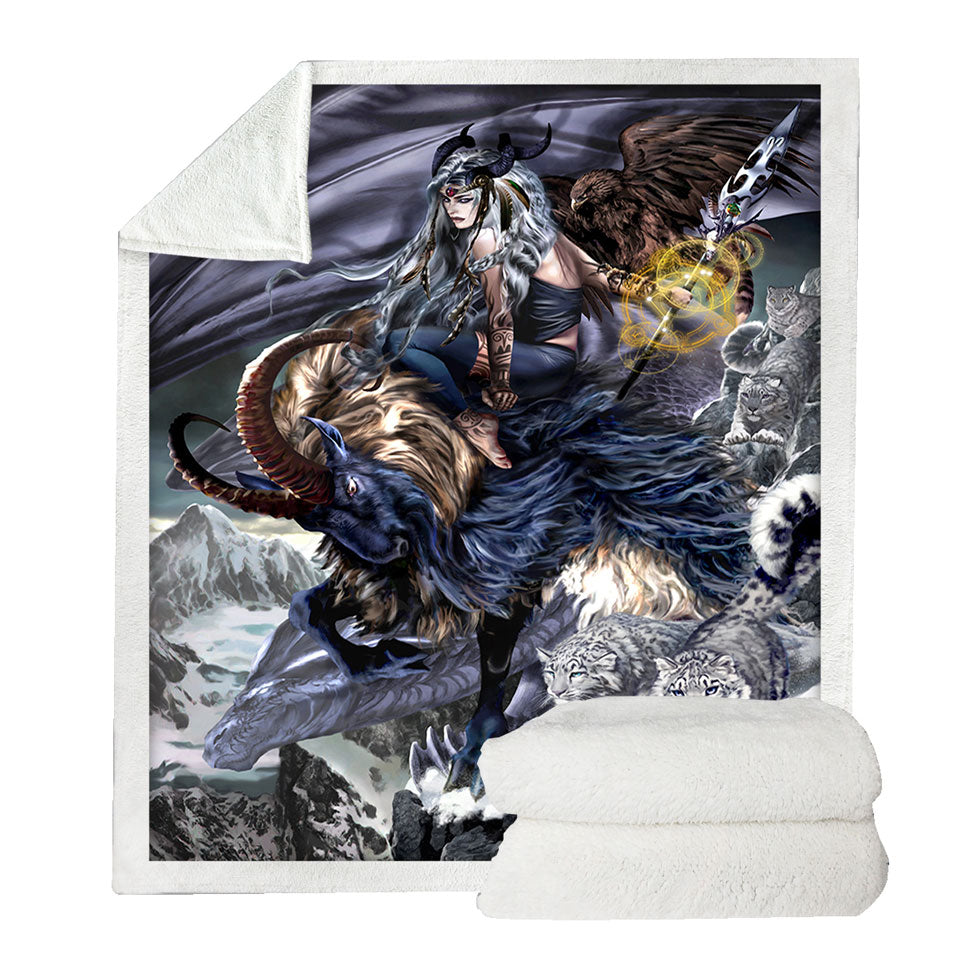 Fantasy Couch Throws Aries Warrior and Legendary Creatures