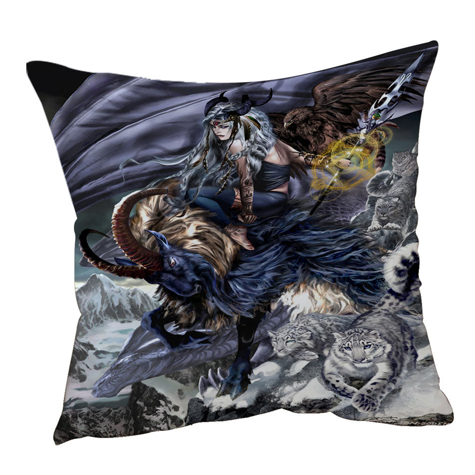 Fantasy Cushion Cover Aries Warrior and Legendary Creatures