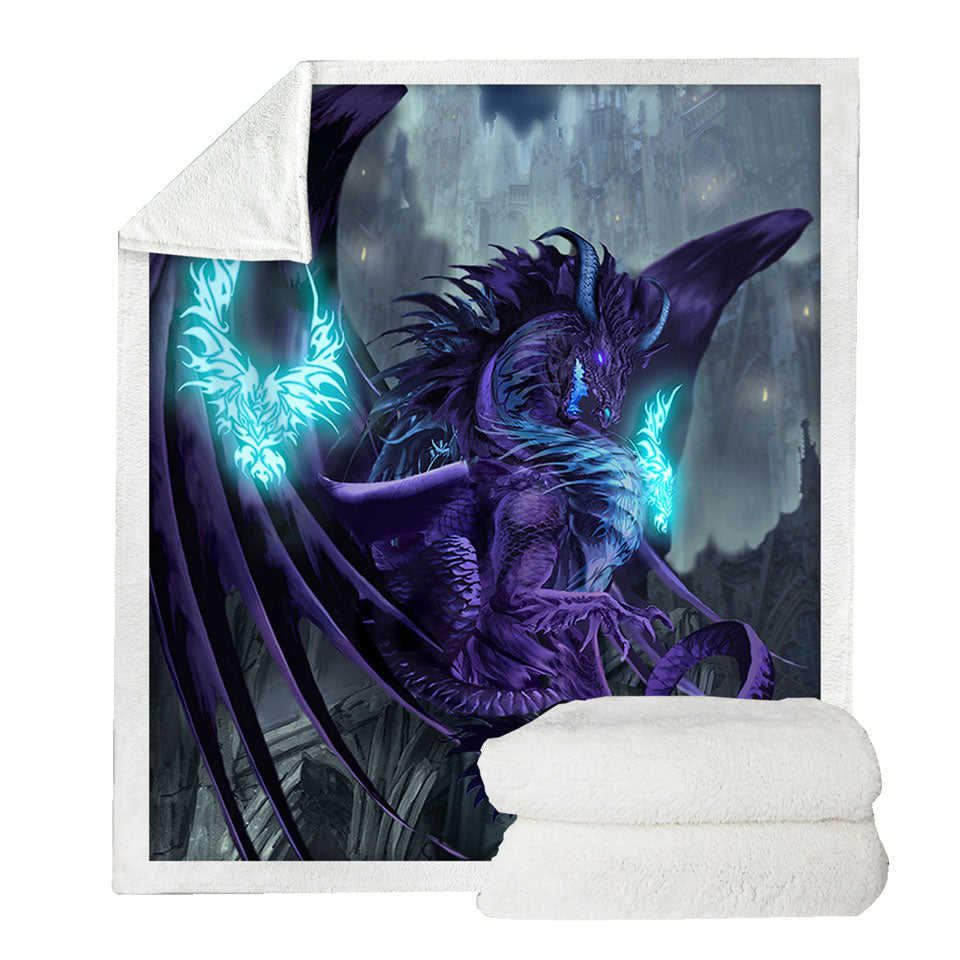 Fantasy Design Lightweight Blankets Talisman Purple Dragon