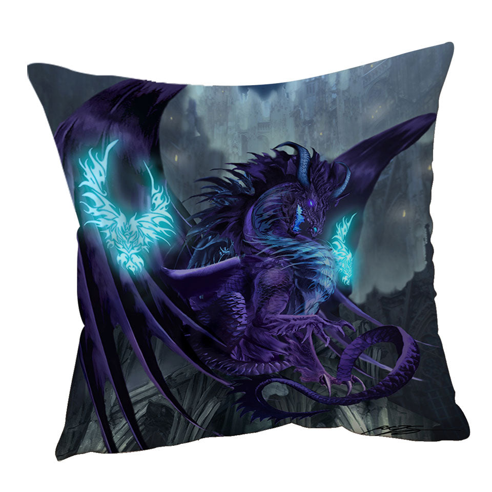 Fantasy Design Pillow Throws Talisman Purple Dragon