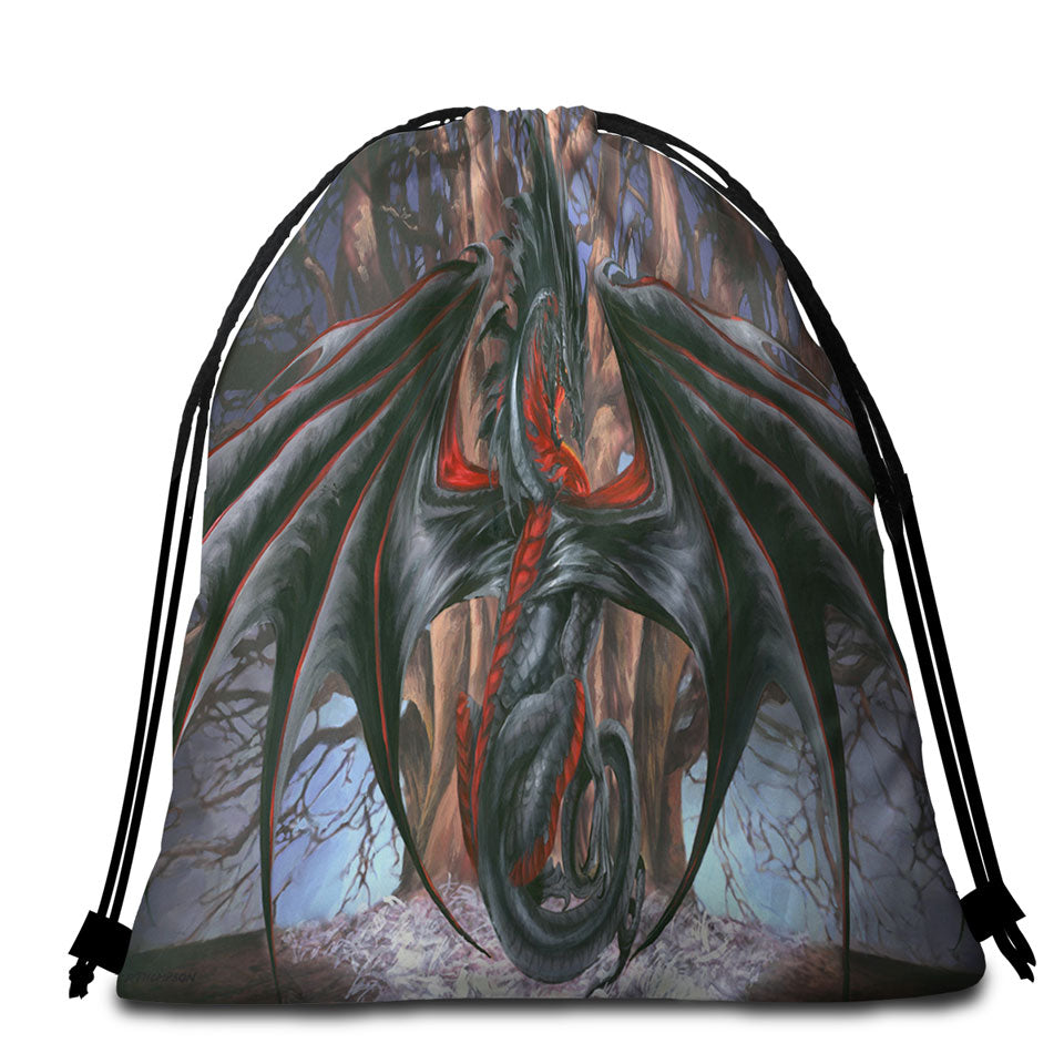 Fantasy Drawings Malice the Black Dragon Beach Towel Pack