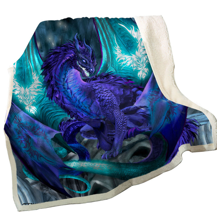 Fantasy Sherpa Blankets Creature Omen Purple Dragon