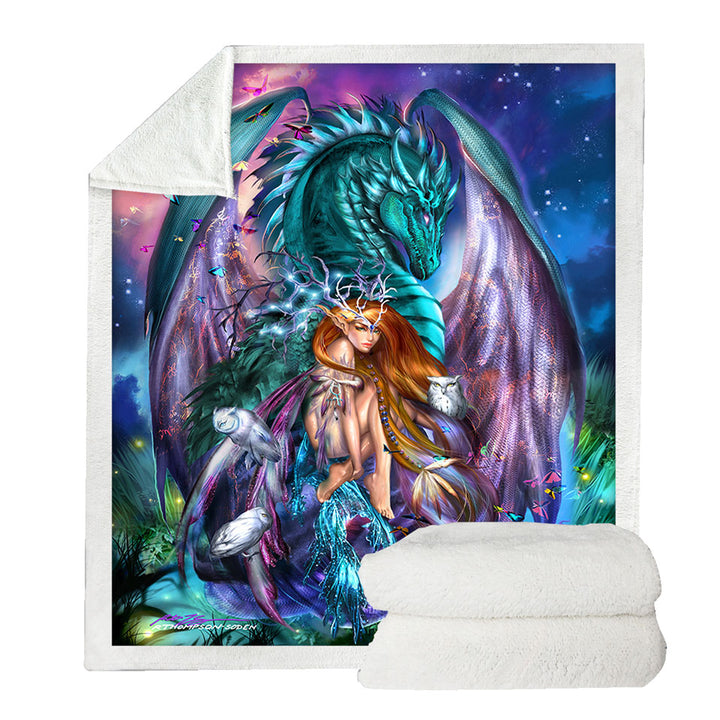 Fantasy Throws Virgo Design Fairy and Dragon