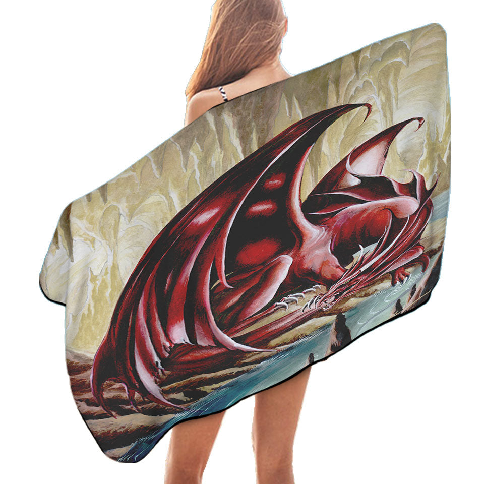 Firebrand Red Dragon Drawing Beach Towel