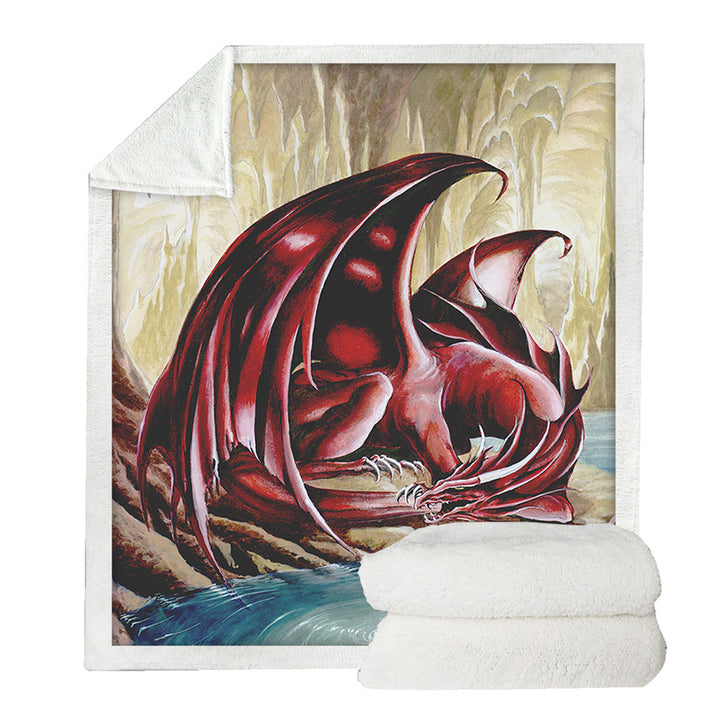 Firebrand Red Dragon Drawing Fleece Blankets