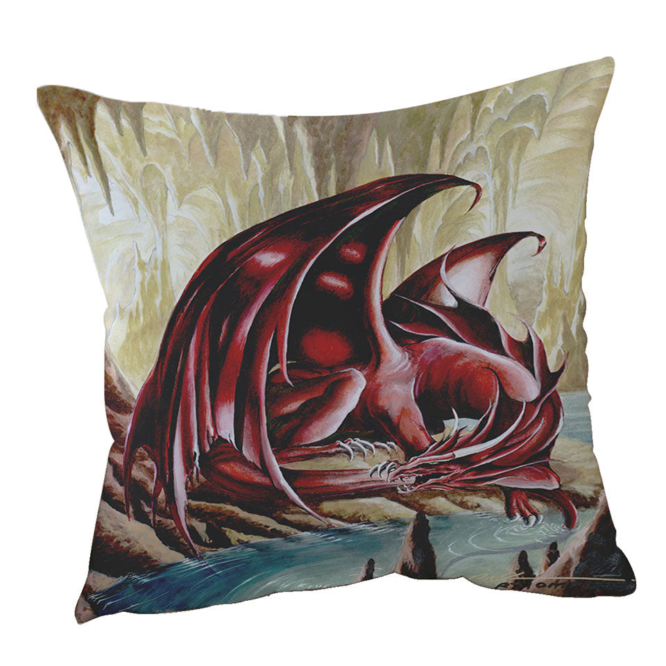 Firebrand Red Dragon Drawing Throw Pillows