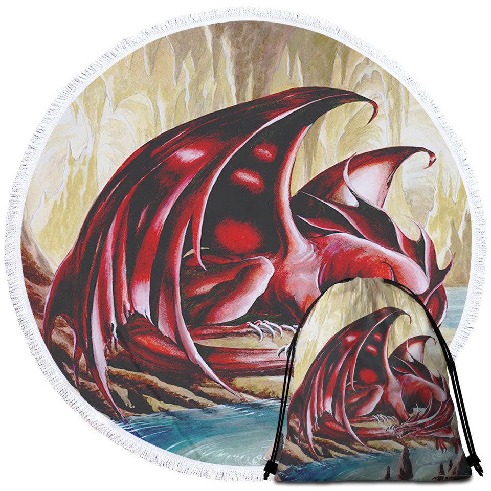 Firebrand Red Dragon Drawing Travel Beach Towel