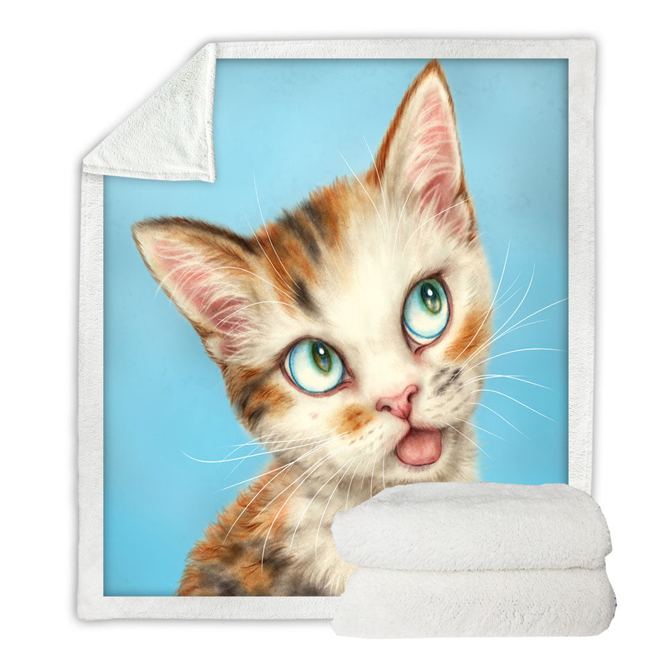 Fleece Blankets with Kittens Cute Drawings Beautiful Ginger Tabby Cat