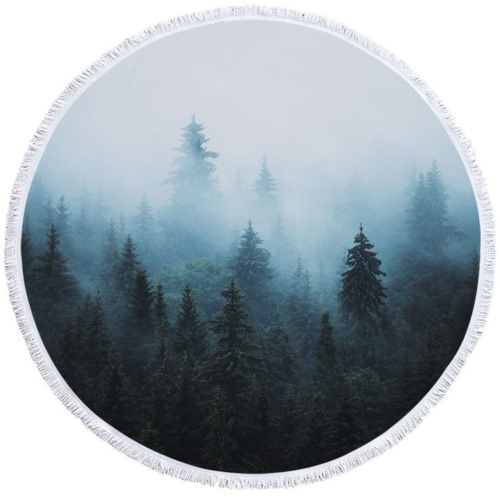 Foggy Pine Forest Microfiber Beach Towel