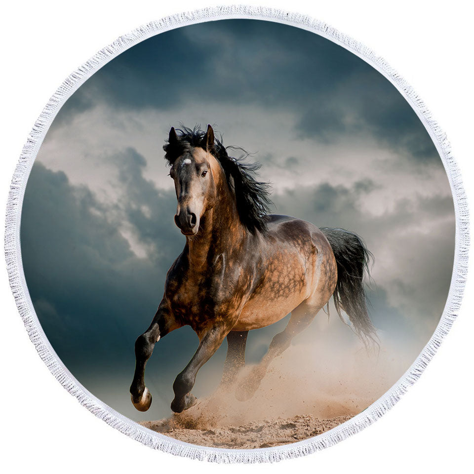 Free Spirit Running Horse Round Beach Towels