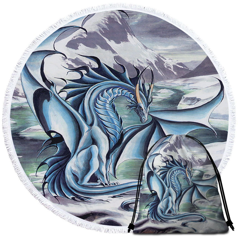 Frostbringer Blue Dragon Drawing Beach Towels and Bags Set