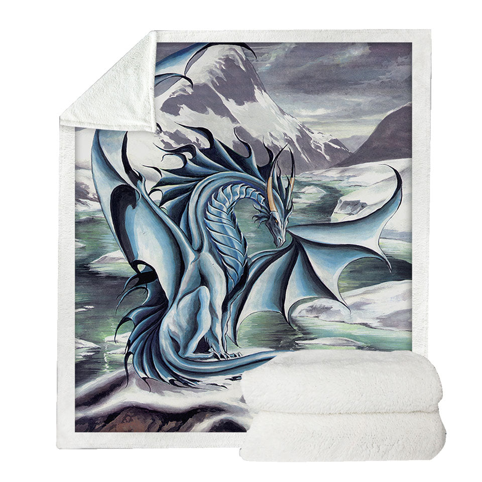 Frostbringer Blue Dragon Drawing Blankets