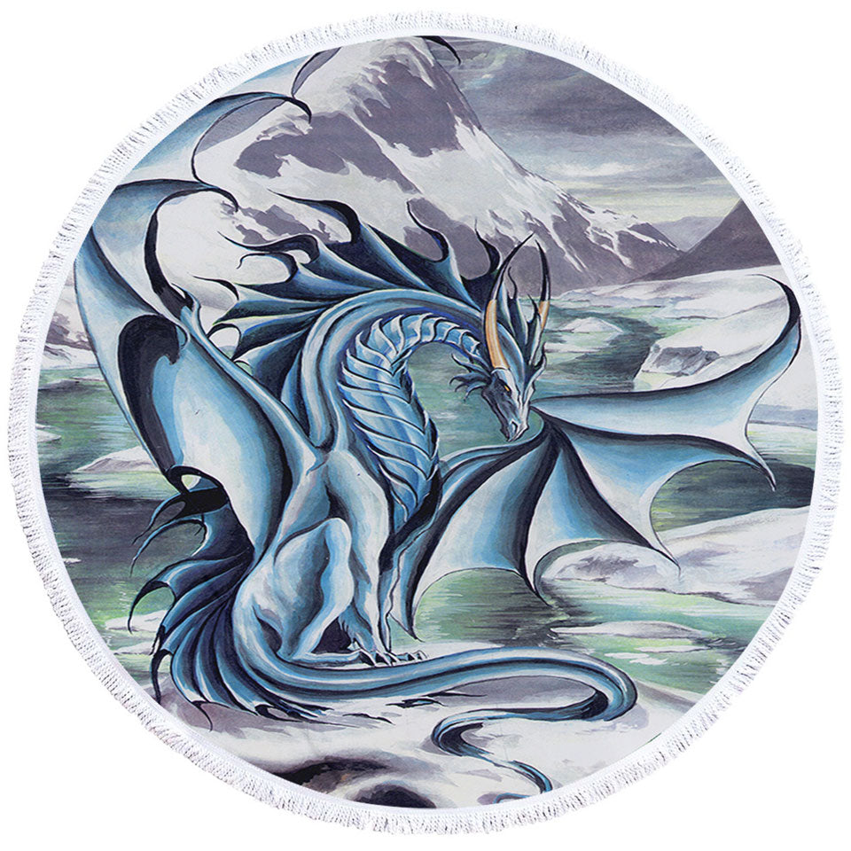 Frostbringer Blue Dragon Drawing Travel Beach Towel