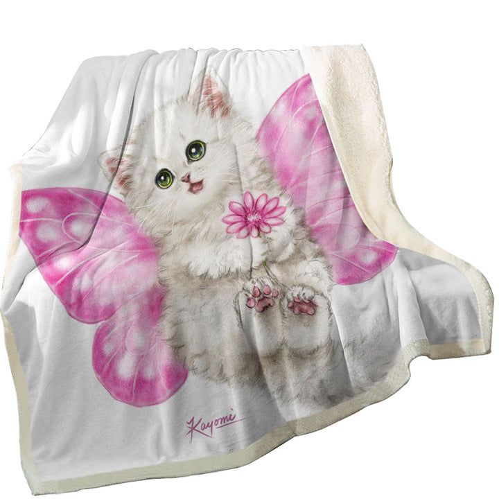 Fun Cats Cute Pink Fairy Kitten Throws