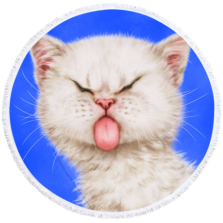 Funny Beach Towels Cats Silly Face Tongue Out Kitten