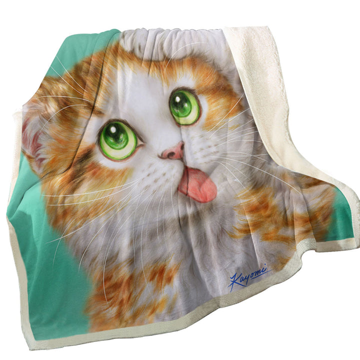 Funny Blankets Cat Prints Goofy Face Cute Ginger Kitten