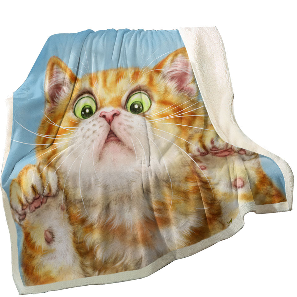 Funny Blankets Cats Art Curious Ginger Kitten