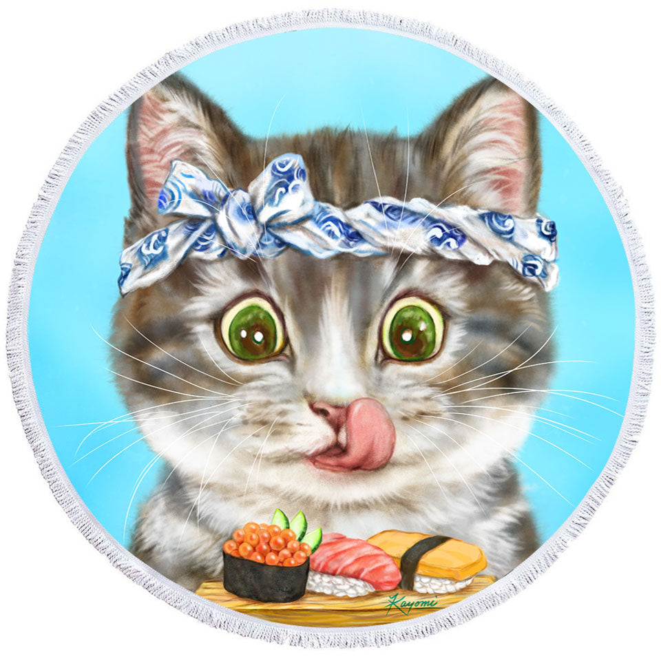 Funny Cats Beach Towels Near Me Paintings Sushi Lover Kitten