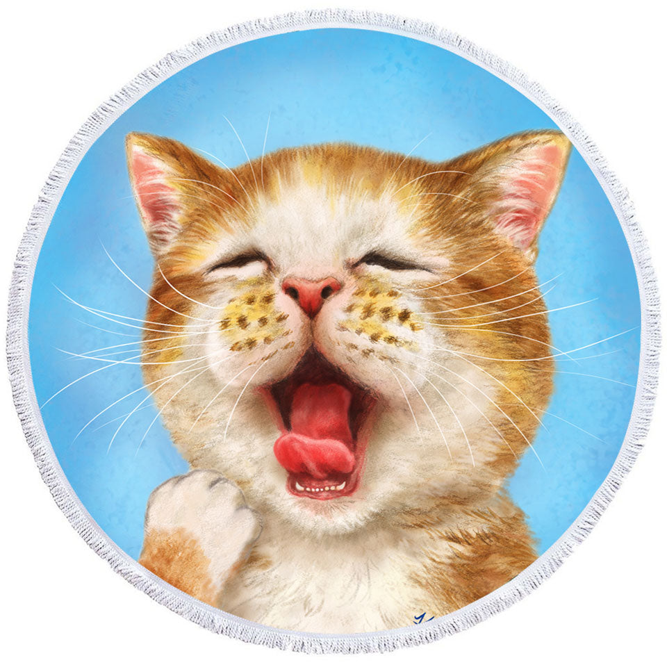 Funny Cats Beach Towels Sleepy Kitten