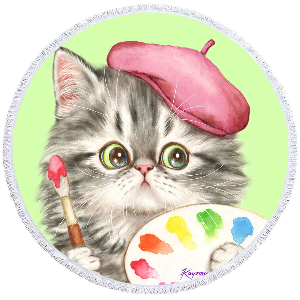 Funny Cats Beach Towels the Girly Kitten Artist