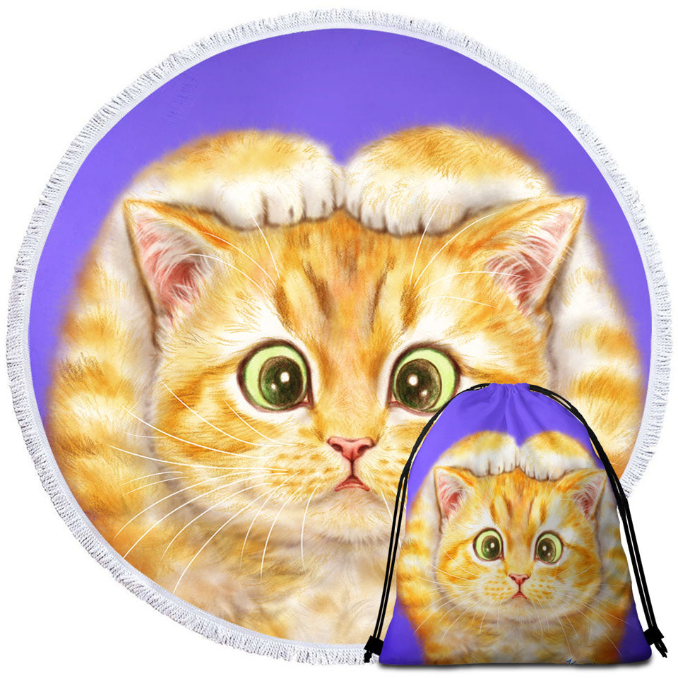 Funny Cats Travel Beach Towel Drawings Cute Ginger Kitty